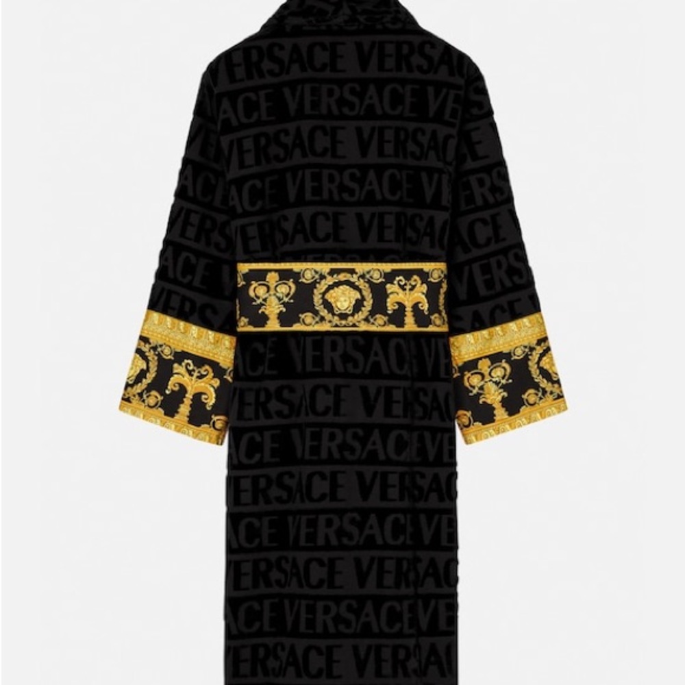 Versace Black Robe with Gold Baroque Design - Picture 2 of 10
